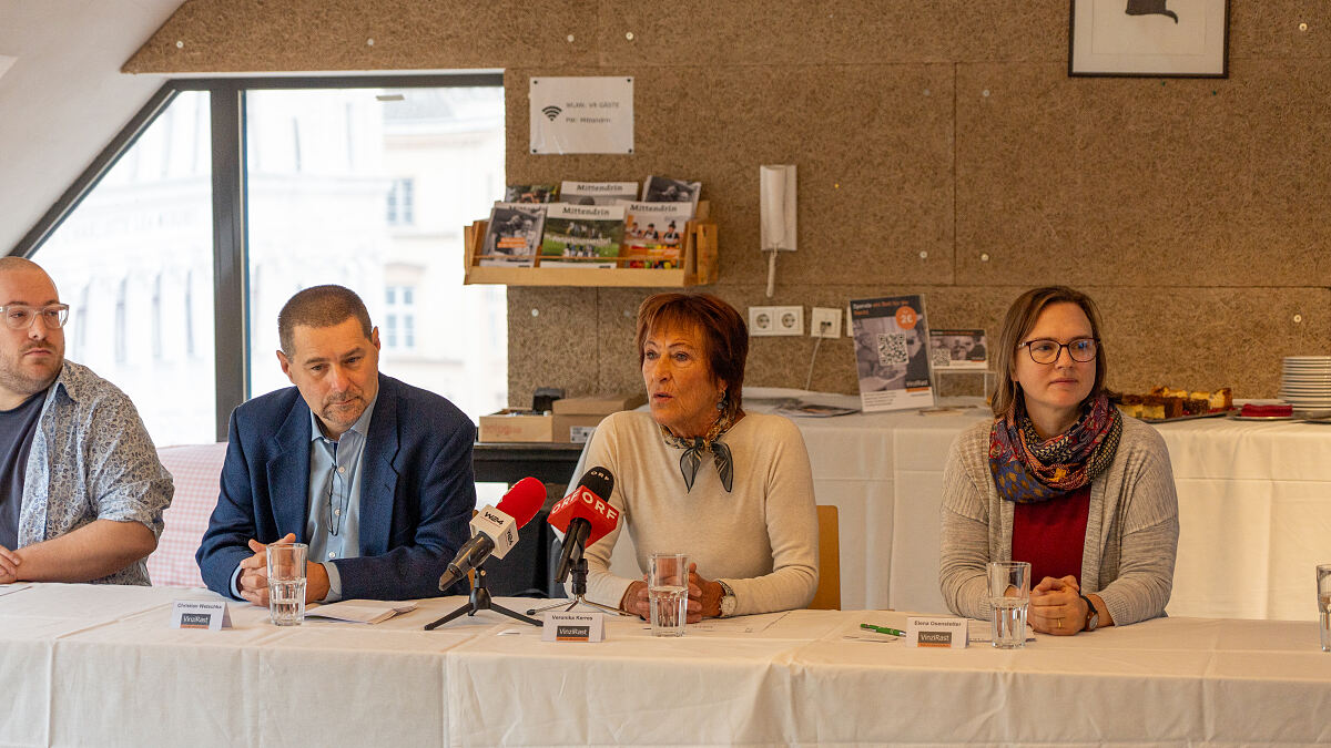 VinziRast Mediengespräch - v.l.n.r. Matty, Christian Wetschka, Veronika Kerres, Elena Osenstetter